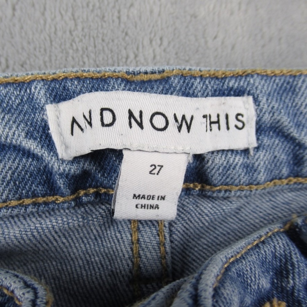 And Now This Womens High Rise Denim Bermuda Shorts Light Wash Raw Hem 27 MR24807 - Picture 2 of 12